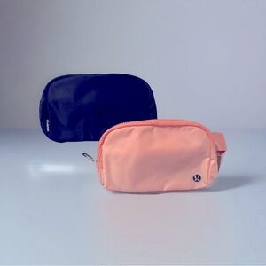 The Lululemon Combo - 2 Everywhere Belt Bags in Navy & Dew Pink size 1L